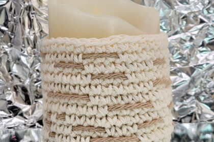 Birch Bark Candle Cozy – Free Crochet Pattern on Moogly